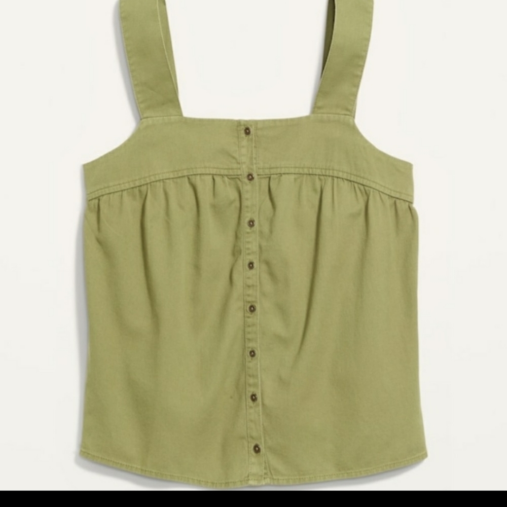 Old Navy | Sleeveless Button Front Twill Top in Bracken Green